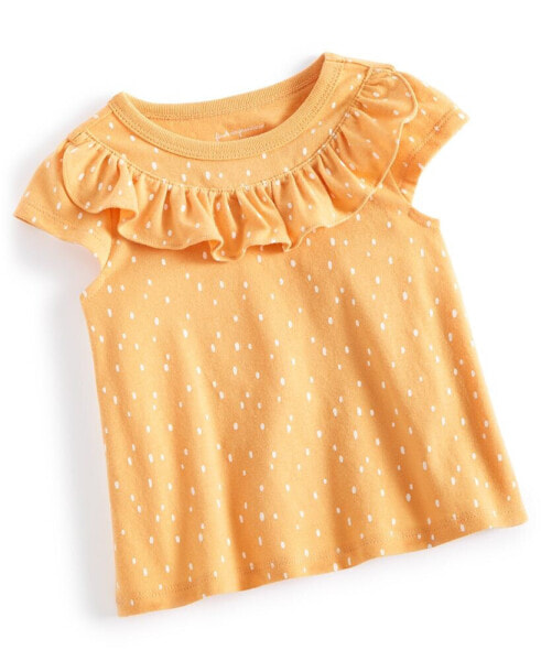 Baby Girls Dot-Print Short-Sleeve Ruffled Top, Created for Macy's