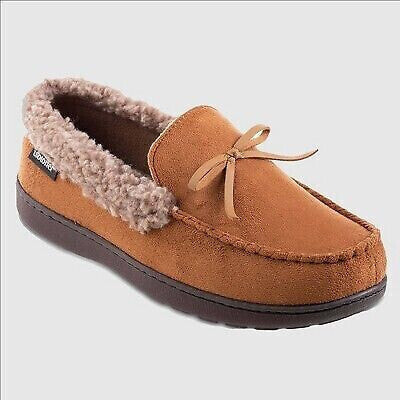 Isotoner Men's Microsuede Berber Spill Slippers - Cognac M