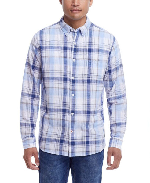 Men's Long Sleeve Cotton Woven Plaid Shirt