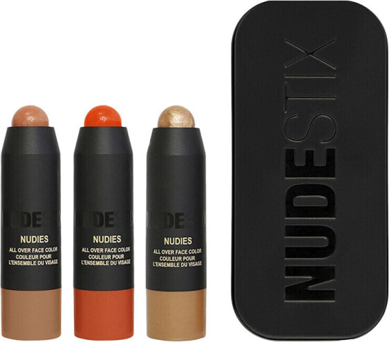 Nudestix Beachy Nude Mini Kit Универсальные компактные румяна, бронзер и хайлайтер в стике