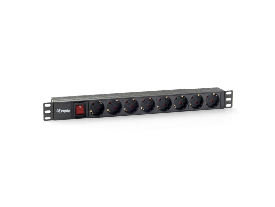 Удлинитель Equip 8-Outlet German Power Distribution Unit - 1U - Horizontal - Plastic - Black - 8 AC outlet(s) - 1.8 m