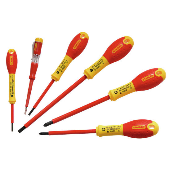 Stanley FATMAX 6 piece Insulated Slotted Pozi set - Rubber - Red/Yellow