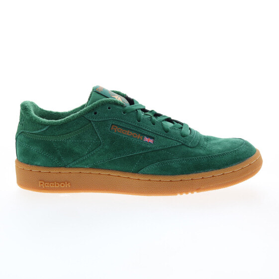 Reebok Club C 85 Mens Green Suede Lace Up Lifestyle Sneakers Shoes