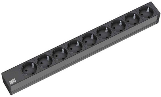 Удлинитель BACHMANN 9x Schuko - 2m - 2 m - Type F - Plastic - Black - Plastic - 9 AC outlet(s)