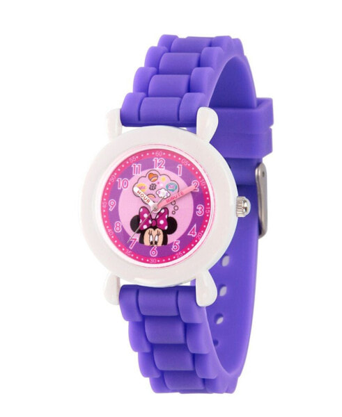 Girl's Disney Minnie Mouse Purple Plastic Time Teacher Strap Watch 32mm