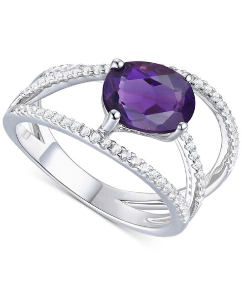 Кольцо Macy's Amethyst & Sapphire Openwork Statement.