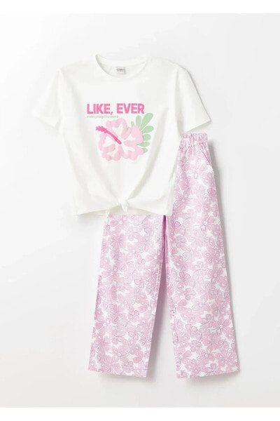 Костюм для малышей LC WAIKIKI Детская футболка и шорты с цветочным принтом