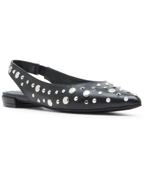 Deviin Studded Pointed-Toe Slingback Flats