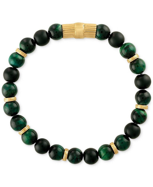Multicolor Tiger Eye Beaded Stretch Bracelet in 14k Gold-Plated Sterling Silver (Also in Green Tiger Eye), Created for Macy's