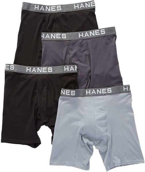 Трусы Hanes Platinum ComfortFlex Fit Boxer Briefs черные/серые SM