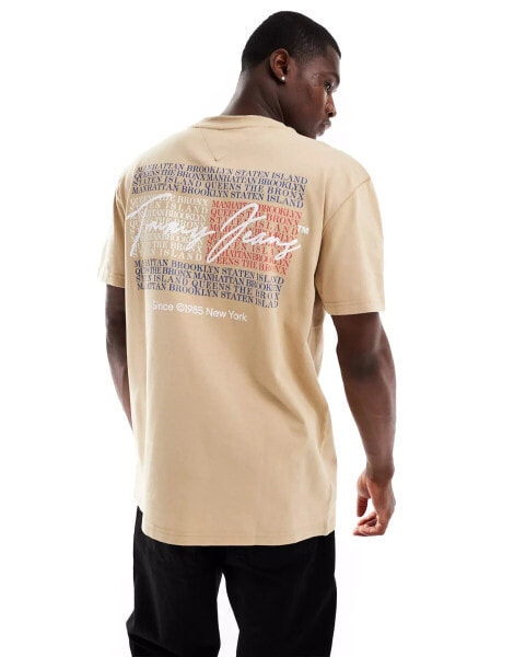 Tommy Jeans vintage graphic back print t-shirt in beige