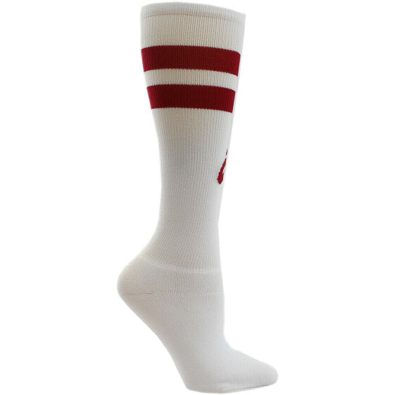 ASICS Old School Striped Knee High Socks Womens White Athletic ZK1103-0123