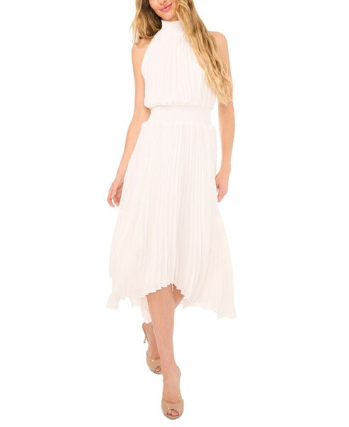 Women's Pleated Halter Midi Dress