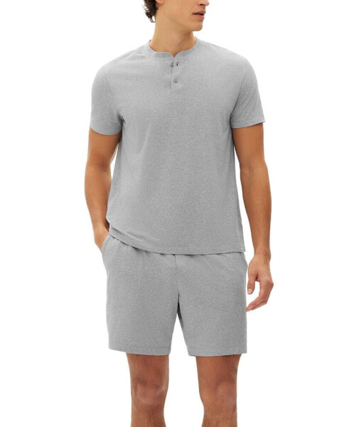 Men's 2-Pc. Heathered Henley Shirt & Shorts Pajama Set