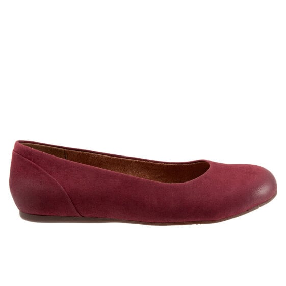 Softwalk Sonoma S1862-662 Womens Burgundy Leather Slip On Ballet Flats Shoes