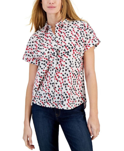 Women's Cotton Ditsy-Floral Printed Shirt
