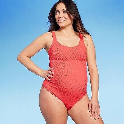 Crinkle One Piece Maternity Swimsuit - Isabel Maternity by Ingrid & Isabel Red M