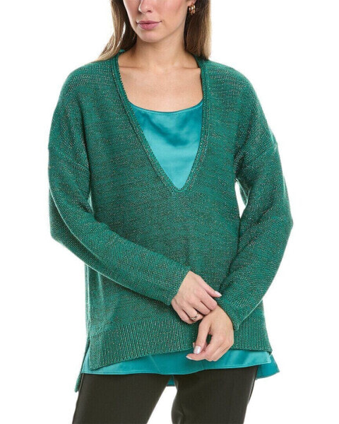 Lafayette 148 New York V-Neck Silk-Blend Sweater Women's