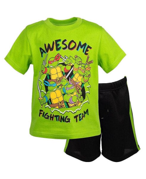 Toddler Boys Michelangelo Leonardo Raphael T-Shirt and Mesh Shorts Outfit Set to