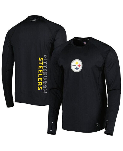 Men's Black Pittsburgh Steelers Interval Long Sleeve Raglan T-shirt
