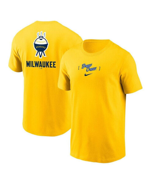 Men's Gold Milwaukee Brewers City Connect 2-Hit T-Shirt