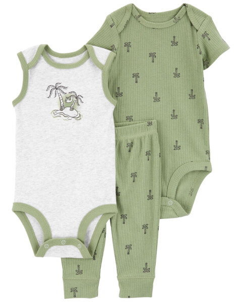 Baby 3-Piece Palm Tree Little Bodysuit Set 3M