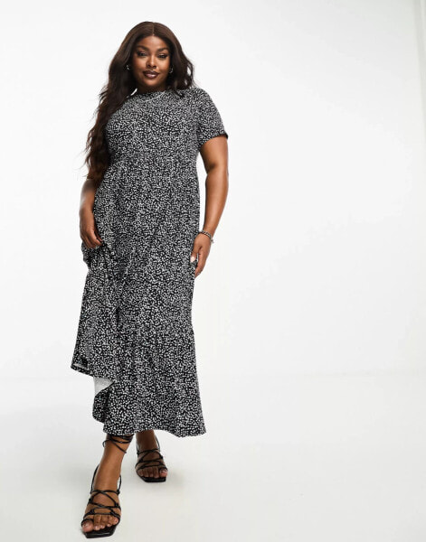 Simply Be jersey maxi dress in black floral