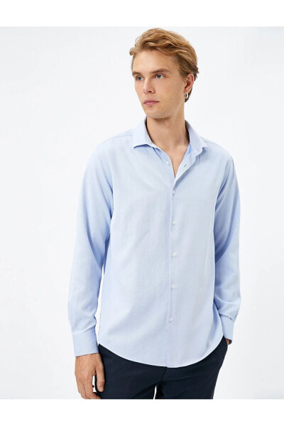 Basic Gömlek Klasik Yaka Düğmeli Uzun Kollu Non Iron