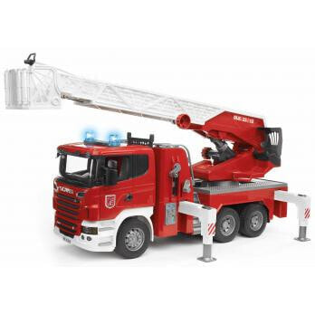 Пожарная машина Bruder Scania с выдвижной лестницей и помпой, свет и звук 03-590