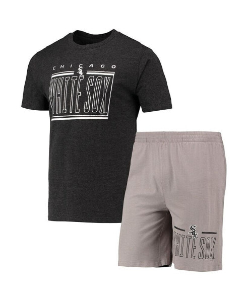 Пижама Concepts Sport мужская серая, черная Chicago White Sox Meter T-shirt and Shorts Sleep Set