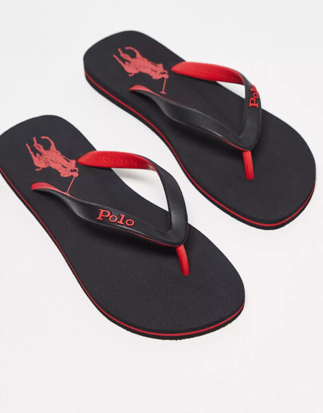 Polo Ralph Lauren flip flop with logo in black