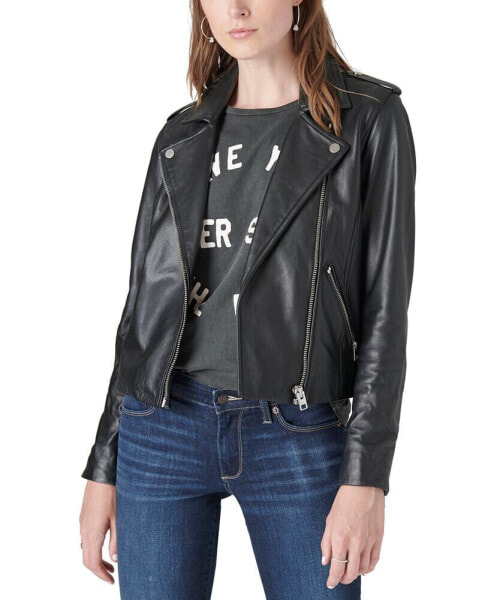 Women's Classic Leather Moto Jacket