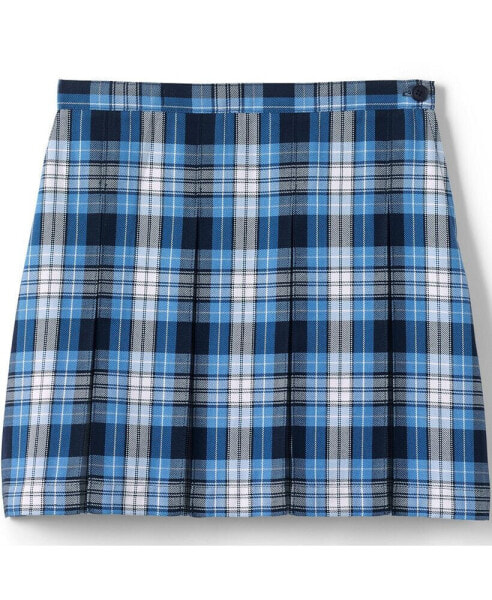 Big Girls School Uniform Plaid Box Pleat Skirt Top of the Knee