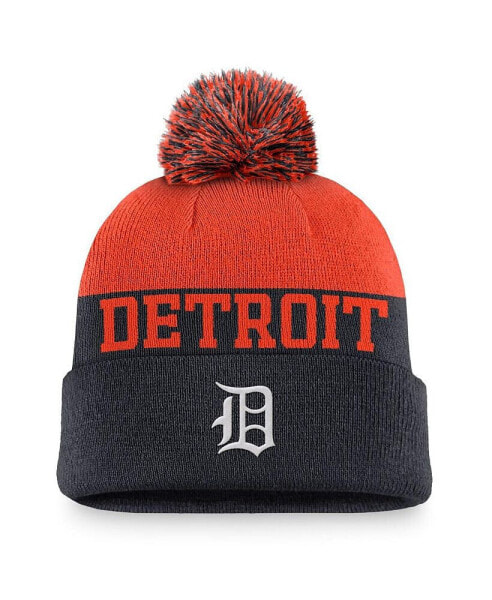 Men's Navy Detroit Tigers Rewind Peak Cuffed Knit Hat with Pom