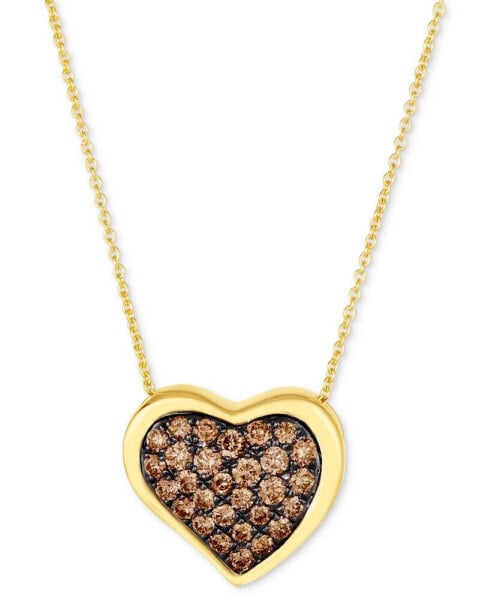 GODIVA x Le Vian® Chocolate Ganache Heart Pendant Necklace Featuring Chocolate Diamond (5/8 ct. t.w.) in 14k Gold (Also Available in Rose Gold)