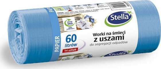 Stella Worki z uszami STELLA, do segregacji odpadów papierowych, 60 l, 14 szt., niebieskie, niebieski