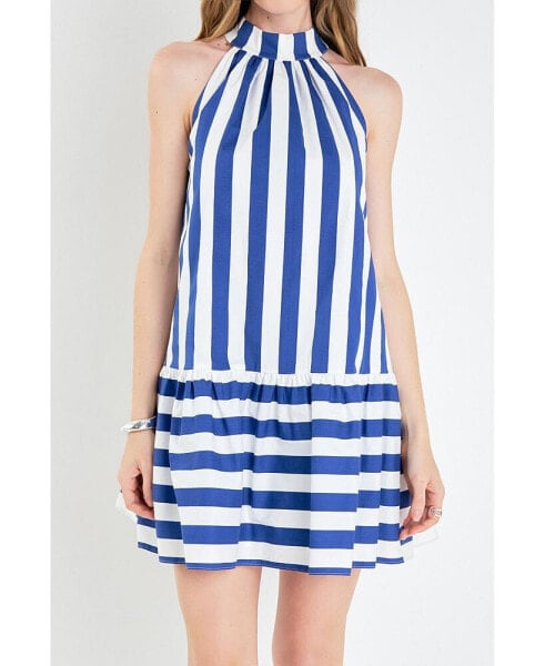 Women's Striped Halter Dress