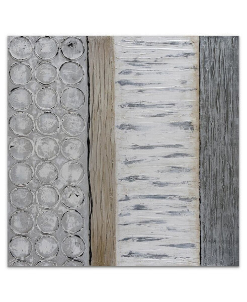 Peaceful gray Textured Metallic Hand Painted Wall Art by Martin Edwards, 48" x 48" x 2"