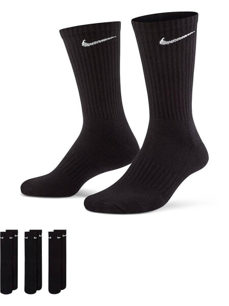 Nike Training Everyday Cushioned 3 pack crew sock in black