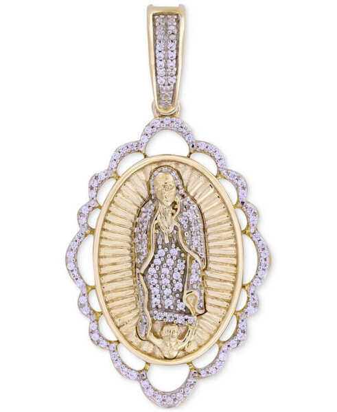 Men's Diamond Our Lady of Guadalupe Scalloped Medallion Pendant (1/5 ct. t.w.) in 10k Gold