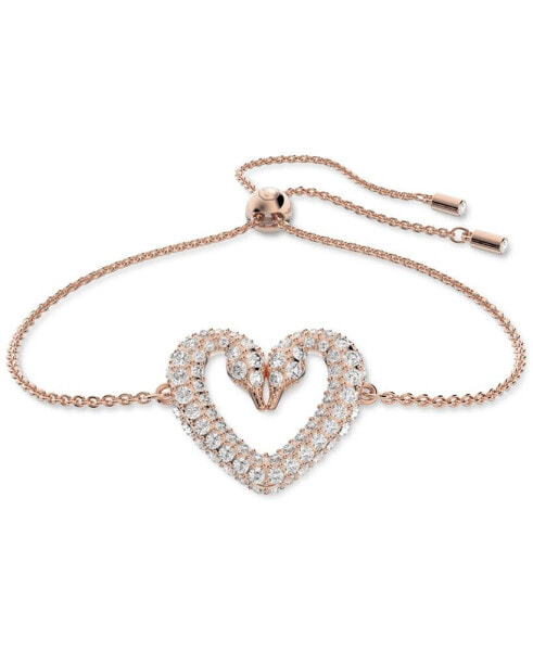 Rose Gold-Tone Pavé Swan Heart Slider Bracelet