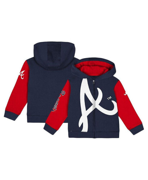 Baby Boys and Girls Fanatics Branded Navy Atlanta Braves Post Card Full-Zip Hoodie Jacket