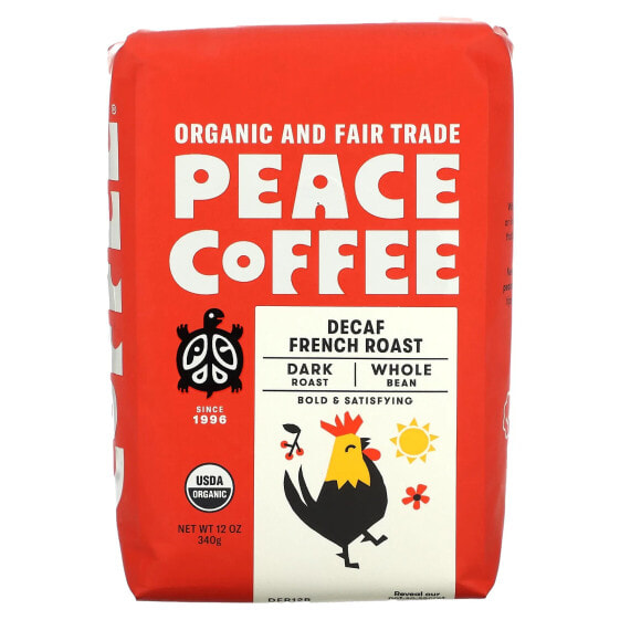 Кофе молотый Organic French Roast Peace Coffee 340 гр, Темная обжарка, Без кофеина