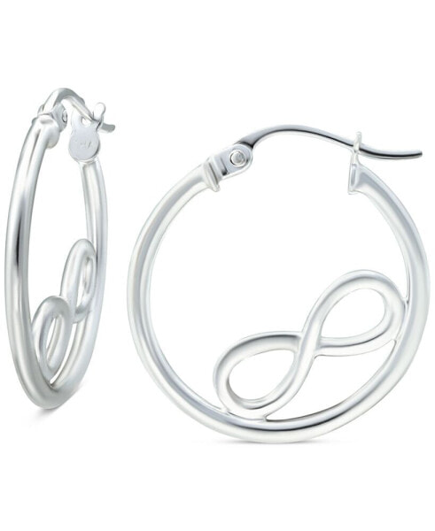 Infinity Accent Small Hoop Earrings in Sterling Silver, 0.75", Created for Macy's