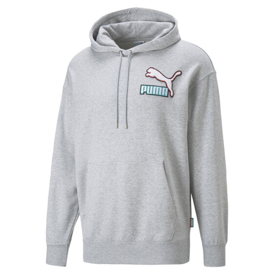 Puma Fandom Logo Pullover Hoodie Mens Grey Casual Athletic Outerwear 53611404