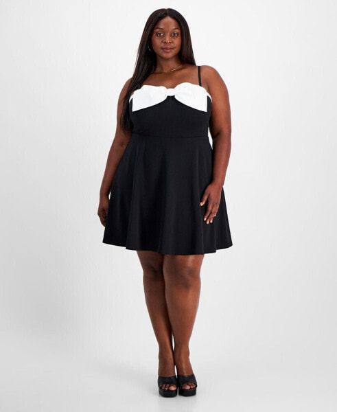 Trendy Plus Size Bow Sleeveless Fit & Flare Dress