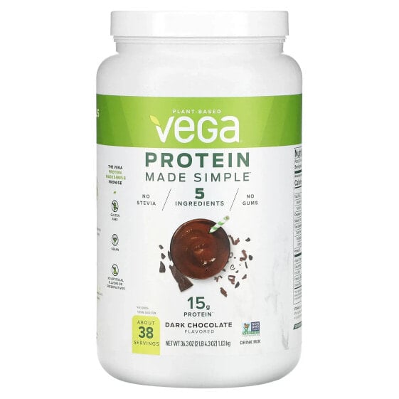 Vega, Plant-Based Protein Made Simple, темный шоколад, 1,03 кг (2 фунта)