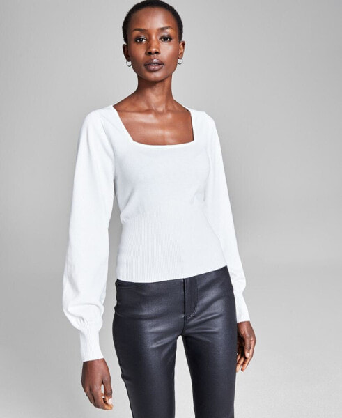 Women's Square-Neck Fitted Sweater, Created for Macy's