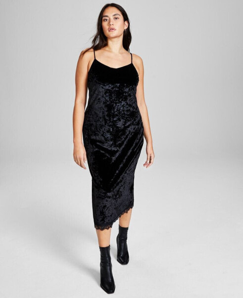 Платье с кружевными деталями And Now This Velvet Slip для женщин, созданное для Macy's