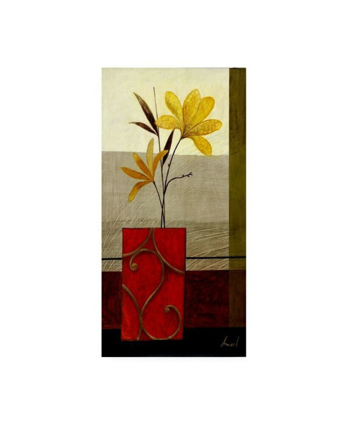 Pablo Esteban Red Ornate Vase Yellow 2 Canvas Art - 19.5" x 26"